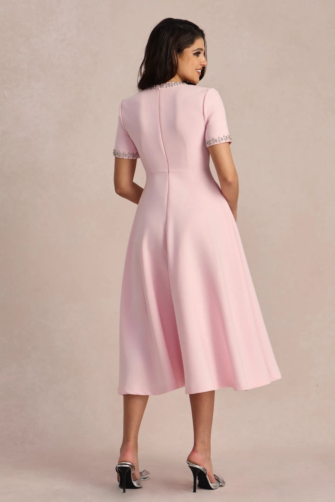 Zoe Bowknot Kristallikoristeltu midimekko