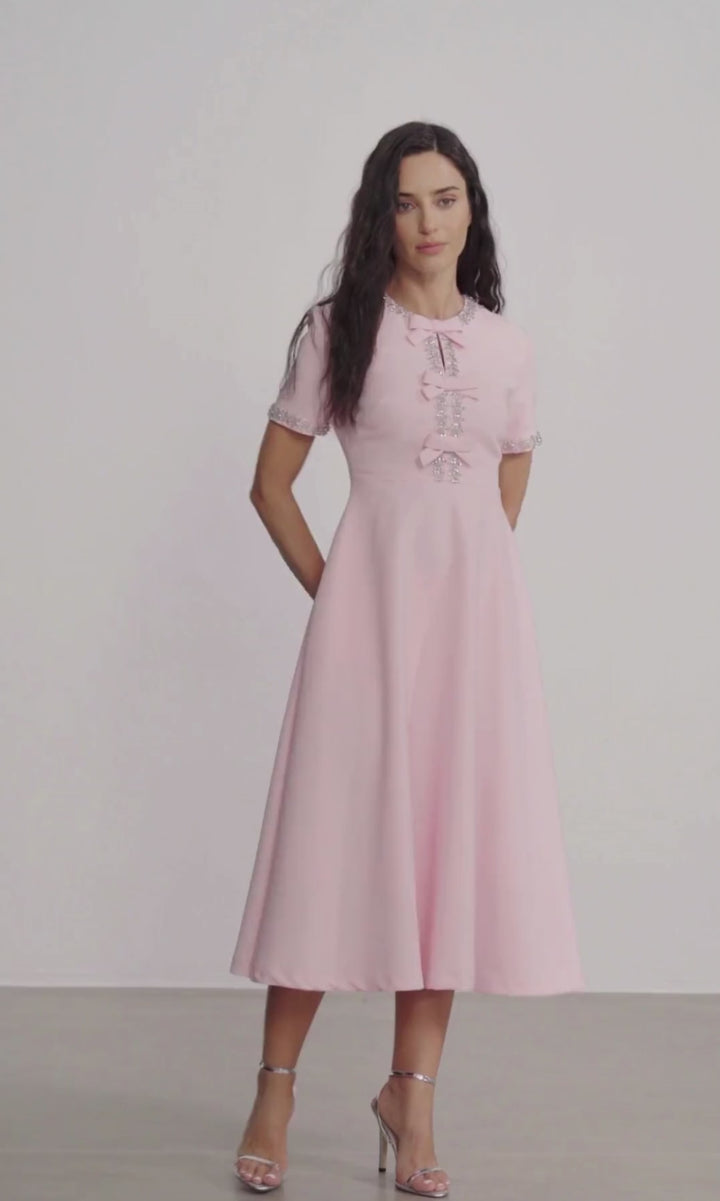 Zoe Bowknot Kristallikoristeltu midimekko